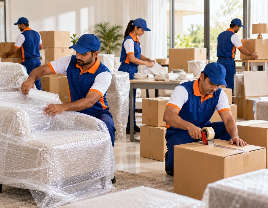 Careful professional packing of household goods by Satya Packers & Movers
